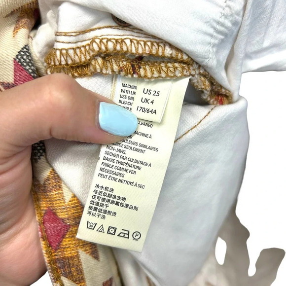 Free People Wild Child Skinny Jeans Geometric Printed Aztec Size 25 - Picture 10 of 12